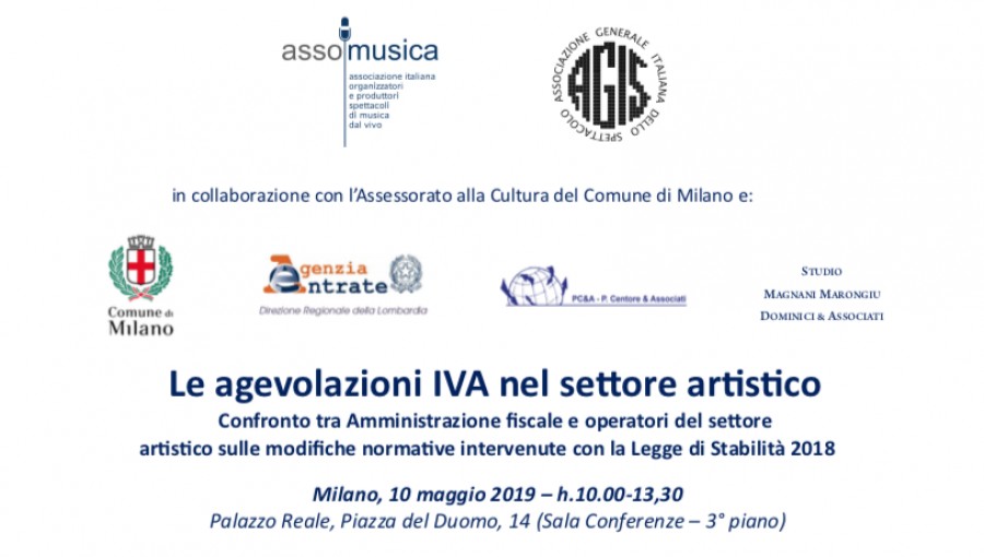 Convegno Le agevolazioni IVA nel settore artistico - 10 maggio, Palazzo Reale, Milano